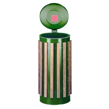 Mülleimer mit Doppeltür - Feuersicher - Volumen: 150 l - 420 mm Durchmesser - grün 