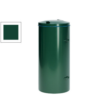 Abfallbehälter mit Flügeltür - Volumen 70 l - rund - 900 x 450 x 450 mm (HxBxT) - moosgrün RAL 6005 Moosgrün | 70 l