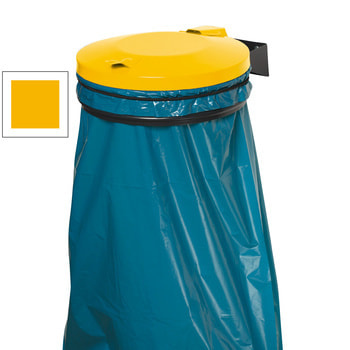 Müllsackhalter - Deckel, verkehrsgelb - Einwurföffnung 395 mm - 190 x 425 x 560 mm (HxBxT) - schwarzgrau