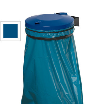 Müllsackhalter - Deckel, enzianblau - Einwurföffnung 395 mm - 190 x 425 x 560 mm (HxBxT) - schwarzgrau RAL 5010 Enzianblau