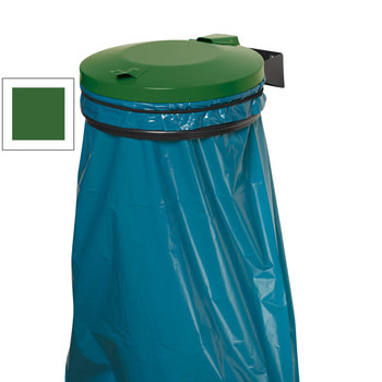 Müllsackhalter - Deckel, smaragdgrün - Einwurföffnung 395 mm - 190 x 425 x 560 mm (HxBxT) - schwarzgrau RAL 6001 Smaragdgrün