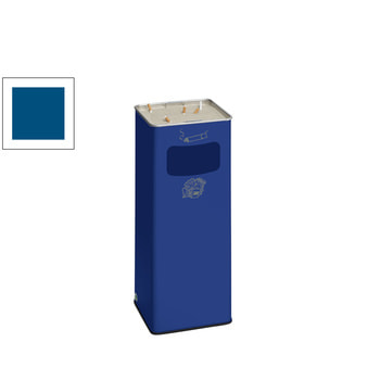 Abfallsammler mit Ascher - viereckig - Volumen 32 l - 665 x 260 x 260 mm (HxBxT) - enzianblau RAL 5010 Enzianblau