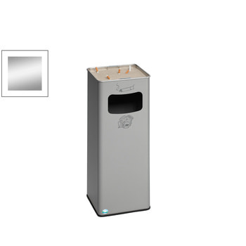 Abfallsammler mit Ascher - viereckig - Volumen 32 l - 665 x 260 x 260 mm (HxBxT) - silber Abfallsammler mit Ascher - viereckig - Volumen 32 l - 665 x 260 x 260 mm (HxBxT) - silber