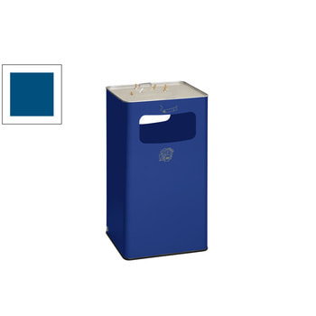 Abfallsammler mit Ascher - viereckig - Volumen 96 l - 755 x 430 x 430 mm (HxBxT) - enzianblau RAL 5010 Enzianblau