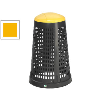 Korbständer für Müllsäcke - Volumen 90 l - 880 x 525 mm (HxD) - Korpus schwarz - Deckel gelb RAL 1023 Verkehrsgelb