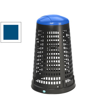 Korbständer für Müllsäcke - Volumen 90 l - 880 x 525 mm (HxD) - Korpus schwarz - Deckel blau RAL 5010 Enzianblau