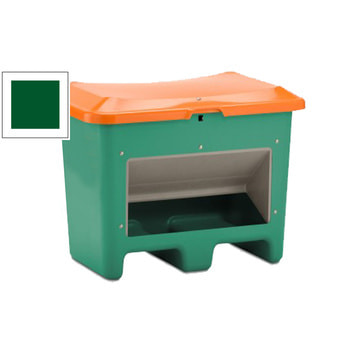 GFK - Streugutbehälter für Streusalz, Futtermittel mit Öffnung und Einfahrtaschen - 200 l Volumen - 690x890x600 mm (HxBxT) - grün Grün