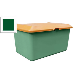 Streugutbehälter für Streusalz, Winterstreumittel, Futtermittel, 400 l Volumen, 670 x 1.210 x 820 mm (HxBxT), GFK, grün/orange Grün