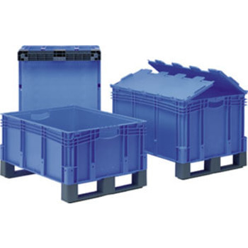 Euro-Stapelbehälter mit Deckel - 200 kg - Volumen 43 l - 238 x 600 x 800 mm (HxBxT) - Doppelboden - Kufen - blau 43,00 l