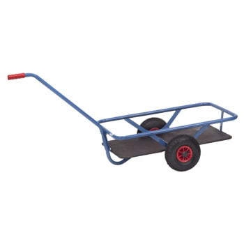 Beispielabbildung fetra Handwagen mit Sperrholzplatte, Brillantblau: hier in der Ausführung mit Luftbereifung