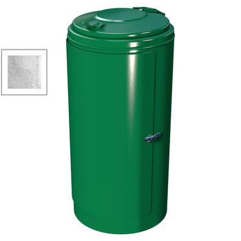 Beispielabbildung Rastplatz-Abfallbehälter mit Spannverschluss, hier in Laubgrün (RAL 6002)