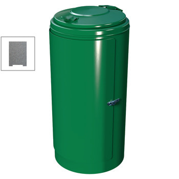 Beispielabbildung Rastplatz-Abfallbehälter mit Spannverschluss, hier in Laubgrün (RAL 6002)