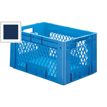 Schwerlast Eurobox - Eurokiste - Volumen 60 l - Boden geschlossen, Wände durchbrochen - 320 x 400 x 600 mm (HxBxT) - VE 2 Stk. - blau Blau