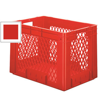Schwerlast Eurobox - Eurokiste - Volumen 80 l - Boden geschlossen, Wände durchbrochen - 420 x 400 x 600 mm (HxBxT) - VE 2 Stk. - rot Rot