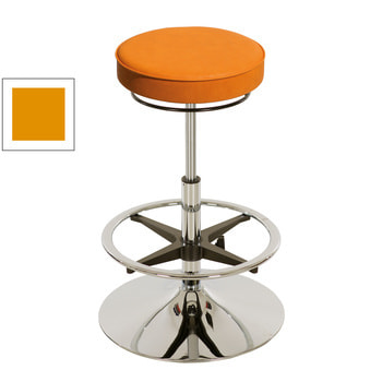 Drehhocker mit Stahltellerfuß und Fußring, Kunstleder maisgelb Drehhocker mit Stahltellerfuß und Fußring, Kunstleder maisgelb