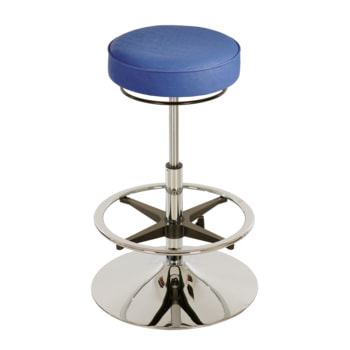 Drehhocker mit Stahltellerfuß und Fußring, Kunstleder skyblau Drehhocker mit Stahltellerfuß und Fußring, Kunstleder skyblau