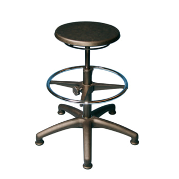 Hocker mit Fußring, PU schwarz, Kunststoff Fußkreuz mit Gleitern, Ringauslösung