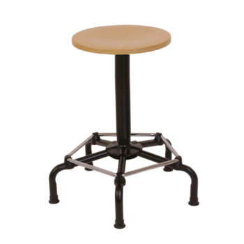Arbeitshocker mit Fußstütze - Buche - Sitzhöhe 560 - 760 mm - Drehspindel - mit Gleitern Arbeitshocker mit Fußstütze - Buche - Sitzhöhe 560 - 760 mm - Drehspindel - mit Gleitern