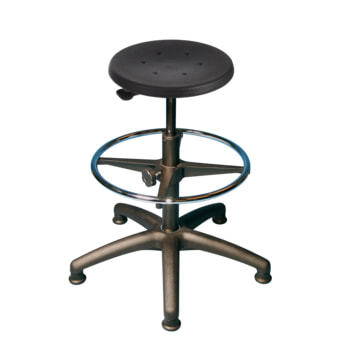 Hocker mit Fußring, PU schwarz, Kunststoff Fußkreuz mit Gleitern, Hebelauslösung Hocker mit Fußring, PU schwarz, Kunststoff Fußkreuz mit Gleitern, Hebelauslösung