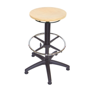 Hocker, Stehhilfe mit Fußring - Sitzhöhe 550 - 810 mm - Buche - Kunststoff Fußkreuz mit Gleitern