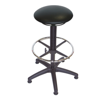 Hocker, Stehhilfe mit Fußring - Sitzhöhe 610 - 870 mm - Kunstleder - Kunststoff Fußkreuz mit Gleitern Hocker, Stehhilfe mit Fußring - Sitzhöhe 610 - 870 mm - Kunstleder - Kunststoff Fußkreuz mit Gleitern