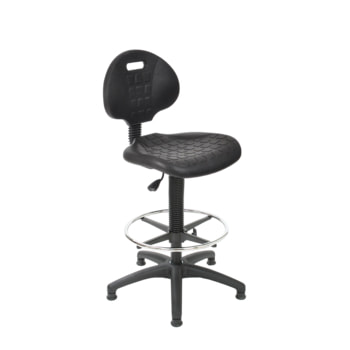 Arbeitsstuhl mit rutschsicherer Sitzfläche, PU schwarz, mit Gleitern und Fußring