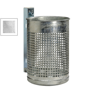 Runder Mülleimer, gelochter Abfallbehälter aus Stahl, Volumen 20 l, Durchmesser 265 mm, Höhe 410 mm, verzinkt, Abfallsammler Papierkorb Verzinkt