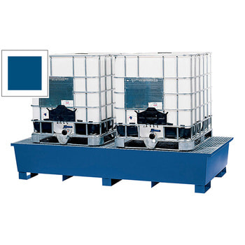 Auffangwanne für 2 IBC - 1.000 l - 590 x 2.200 x 1.300 mm (HxBxT) - enzianblau RAL 5010 Enzianblau