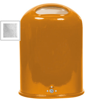 Ovaler Abfallbehälter mit Federklappe - Pfosten-/Wandmontage - 45l - verzinkt Verzinkt