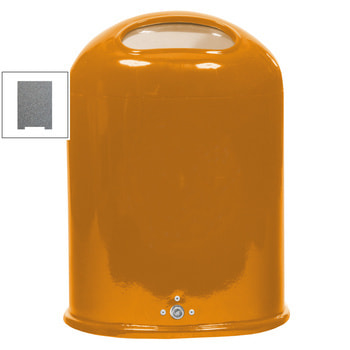 Ovaler Abfallbehälter mit Federklappe - Pfosten-/Wandmontage - 45l - Eisenglimmer DB 703 Eisenglimmer