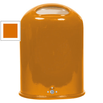 Ovaler Abfallbehälter mit Federklappe - Pfosten-/Wandmontage - 45l - gelborange RAL 2000 Gelborange