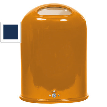 Ovaler Abfallbehälter mit Federklappe - Pfosten-/Wandmontage - 45l - kobaltblau RAL 5013 Kobaltblau