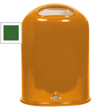 Ovaler Abfallbehälter mit Federklappe - Pfosten-/Wandmontage - 45l - smaragdgrün RAL 6001 Smaragdgrün