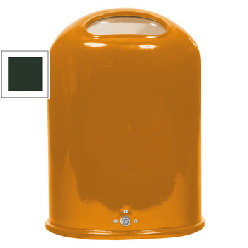 Ovaler Abfallbehälter mit Federklappe - Pfosten-/Wandmontage - 45l - tannengrün RAL 6009 Tannengrün