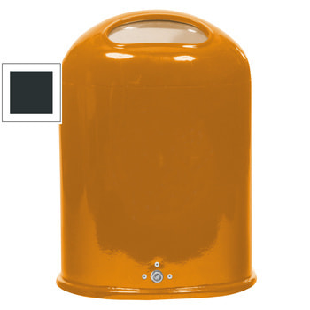 Ovaler Abfallbehälter mit Federklappe - Pfosten-/Wandmontage - 45l - anthrazitgrau RAL 7016 Anthrazitgrau