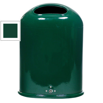 Ovaler Abfallbehälter für Wand-/Pfostenmontage - 45 l - moosgrün RAL 6005 Moosgrün