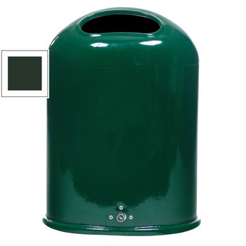Ovaler Abfallbehälter für Wand-/Pfostenmontage - 45 l - tannengrün RAL 6009 Tannengrün