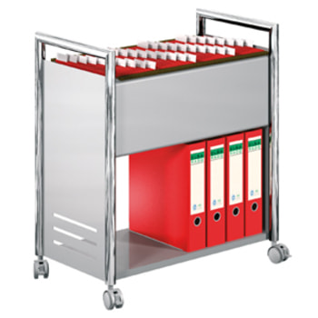 Aktenwagen - Bürowagen - 1 Ablageboden - 1 Hängeregistratur - 730 x 660 x 375 mm (HxBxT) - 4 Lenkrollen feststellbar - chrom/silber - für Hängemappen Aktenwagen - Bürowagen - 1 Ablageboden - 1 Hängeregistratur - 730 x 660 x 375 mm (HxBxT) - 4 Lenkrollen feststellbar - chrom/silber - für Hängemappen