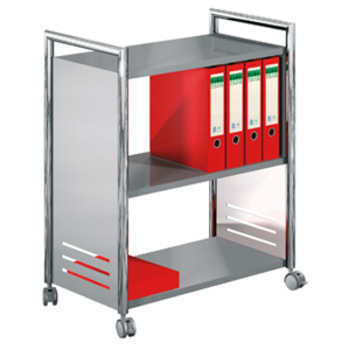 Mehrzweck Aktenwagen - Bürowagen mit 3 Ablageböden - 840 x 700 x 400 mm (HxBxT) - 4 Lenkrollen feststellbar - chrom/silber - Rollwagen für Aktenordner Mehrzweck Aktenwagen - Bürowagen mit 3 Ablageböden - 840 x 700 x 400 mm (HxBxT) - 4 Lenkrollen feststellbar - chrom/silber - Rollwagen für Aktenordner