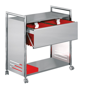Aktenwagen - Bürowagen - 2 Ablageböden - 1 Hängeregistratur - 800 x 815 x 435 mm (HxBxT) - 4 Lenkrollen feststellbar - chrom/silber - für Hängemappen Aktenwagen - Bürowagen - 2 Ablageböden - 1 Hängeregistratur - 800 x 815 x 435 mm (HxBxT) - 4 Lenkrollen feststellbar - chrom/silber - für Hängemappen