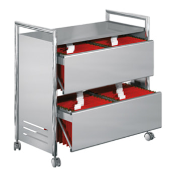 Aktenwagen - Bürowagen - 1 x Ablage - 2 x Hängeregistratur - 800 x 815 x 435 mm (HxBxT) - 4 Lenkrollen feststellbar - chrom/silber - für Hängemappen Aktenwagen - Bürowagen - 1 x Ablage - 2 x Hängeregistratur - 800 x 815 x 435 mm (HxBxT) - 4 Lenkrollen feststellbar - chrom/silber - für Hängemappen