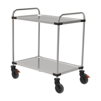 Edelstahl Servierwagen - Küchenwagen - 2 Etagen - Ladefläche 800 x 500 mm (BxT) - 4 Lenkrollen - Etagenwagen - Geschirrwagen - Abräumwagen