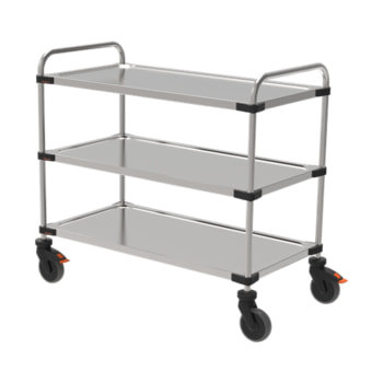 Edelstahl Servierwagen - Küchenwagen - 3 Etagen - Ladefläche 1.000 x 500 mm (BxT) - 4 Lenkrollen - Etagenwagen - Geschirrwagen - Abräumwagen Edelstahl Servierwagen - Küchenwagen - 3 Etagen - Ladefläche 1.000 x 500 mm (BxT) - 4 Lenkrollen - Etagenwagen - Geschirrwagen - Abräumwagen