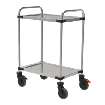 Edelstahl Servierwagen - Küchenwagen - 2 Etagen - Ladefläche 630 x 400 mm (BxT) - 4 Lenkrollen - Etagenwagen - Geschirrwagen - Abräumwagen Edelstahl Servierwagen - Küchenwagen - 2 Etagen - Ladefläche 630 x 400 mm (BxT) - 4 Lenkrollen - Etagenwagen - Geschirrwagen - Abräumwagen