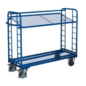 Etagenwagen mit 2 Gitterböden - Ladefläche wählbar - Traglast ab 250 kg - enzianblau 