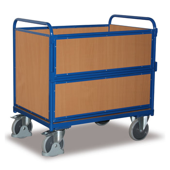 Holzkastenwagen - klappbare Seite - Traglast 500 kg - enzianblau - Ladefläche wählbar 