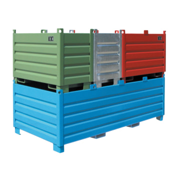 BAUER Sammel- Transportbehälter - Stahl - Farbe wählbar - 500 kg - 500 l - 1200x600x850 mm 