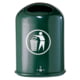 Beispielabbildung ovaler Abfallbehälter mit Bodenentleerung, hier in Moosgrün (RAL 6005)