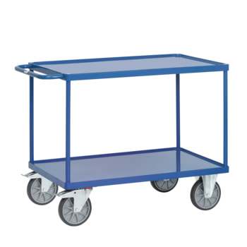 Tischwagen mit Stahlwanne - 2 Etagen - Ladefläche wählbar - Griff waagerecht 