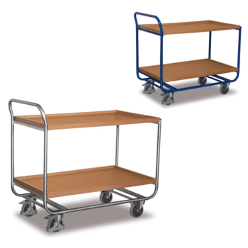 Beispielabbildung Tischwagen: erhältlich in Aluminium und Stahl (RAL 5010 Enzianblau)